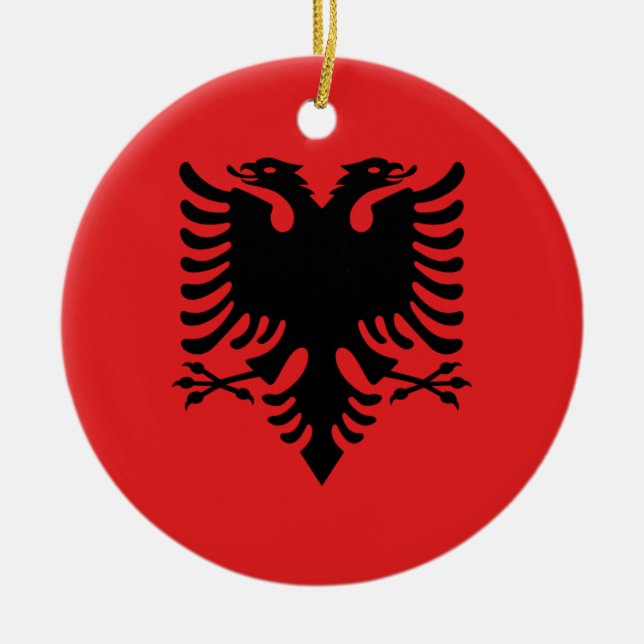Ornement En Céramique Drapeau de l'Albanie - le Flamuri i Shqipërisë (Devant)