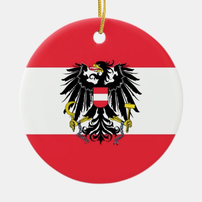 Ornement En Céramique Drapeau de l'Autriche - le Flagge Österreichs (Devant)