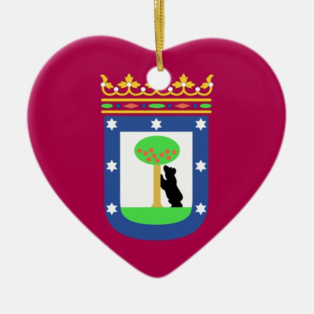 Ornement En Céramique Drapeau de Madrid Espagne (ville) (Devant)