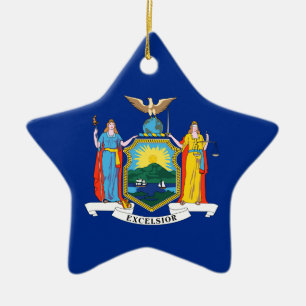 Ornement En Céramique Drapeau de New York, L'Empire State, Colonies amér