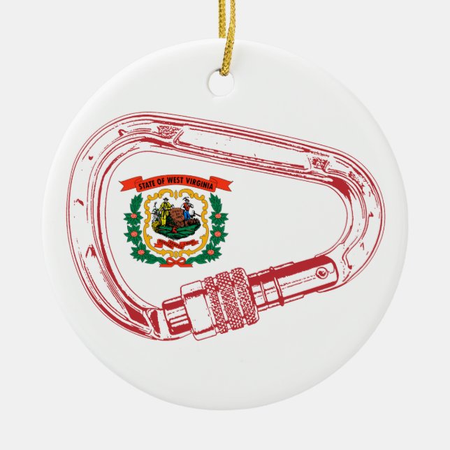 Ornement En Céramique Drapeau de Virginie-Occidentale Escalade carabiner (Devant)