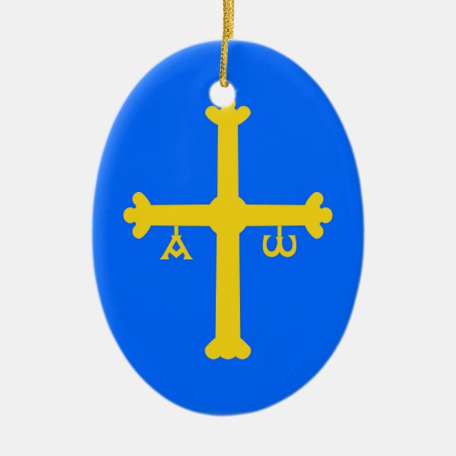Ornement En Céramique Drapeau des Asturies (Espagne) (Devant)