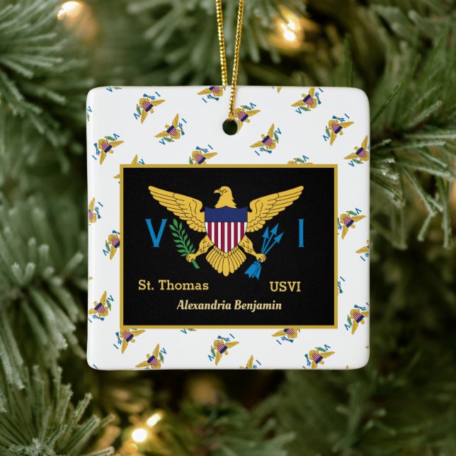 Ornement En Céramique Drapeau des îles Vierges américaines St Thomas USV (Arbre)