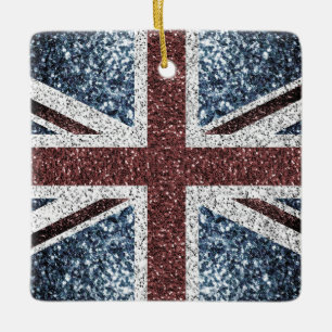 Ornement En Céramique Drapeau du Royaume-Uni Rustic vintage scintille pa