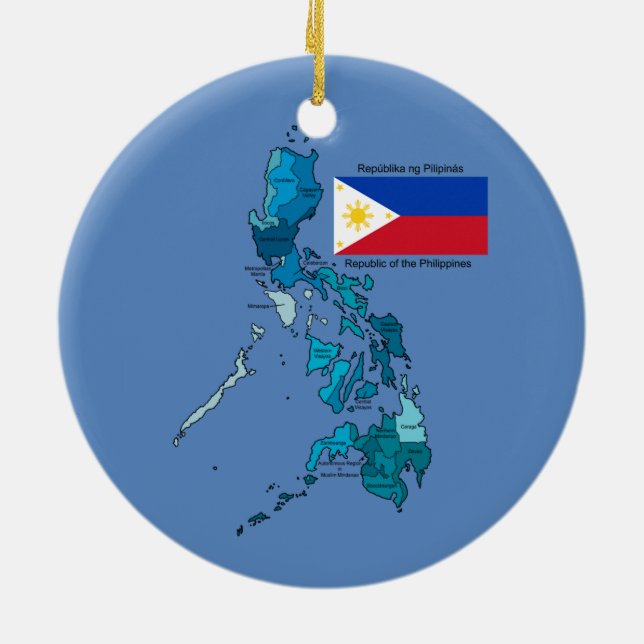 Ornement En Céramique Drapeau et carte des Philippines (Dos)