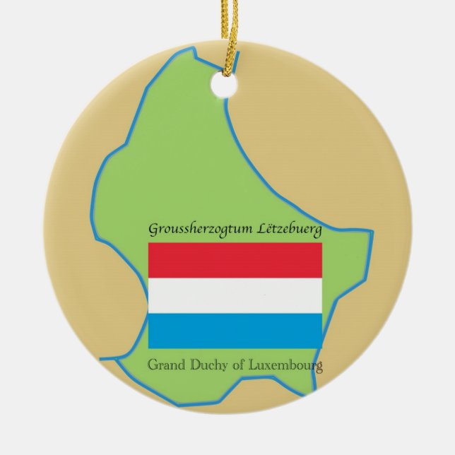 Ornement En Céramique Drapeau et carte du Luxembourg (Devant)