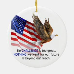 Ornement En Céramique Drapeau et citation d'atout d'Eagle Donald J