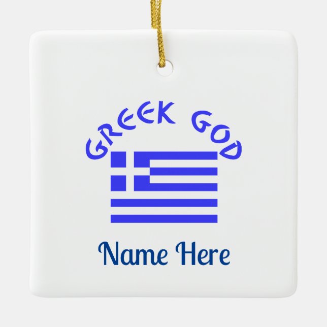 Ornement En Céramique Drapeau grec Dieu grec Personnalisé  (Devant)