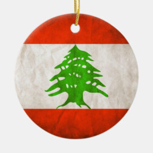 Ornement En Céramique Drapeau Grungy Lebanon