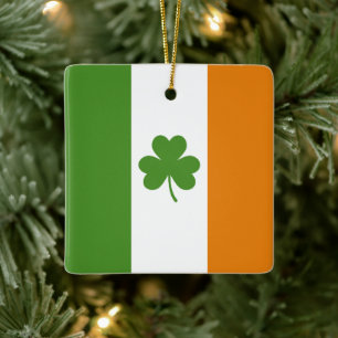 Ornement En Céramique Drapeau irlandais de la Saint Patrick avec Shamroc