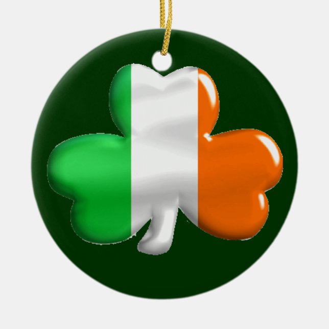 Ornement En Céramique Drapeau irlandais de trèfle de shamrock (Devant)