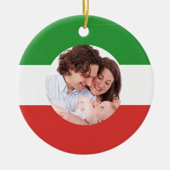 Ornement En Céramique Drapeau italo-américain de l'Italie Photo de famil (Devant)