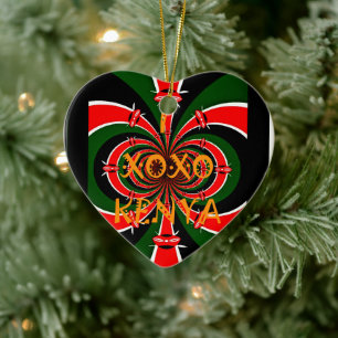 Ornement En Céramique Drapeau Kenya d'inspiration africaine - Art Abstra