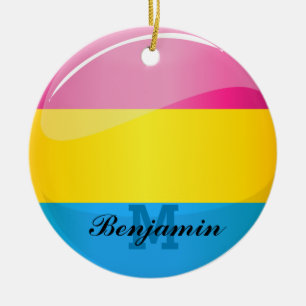 Ornement En Céramique Drapeau Pansexual rond brillant de fierté