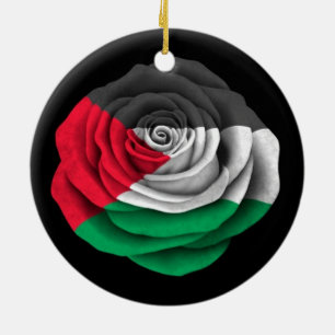 Ornement En Céramique Drapeau rose de Palestinien sur le noir