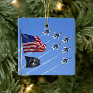 Ornement En Céramique Drapeau Thunderbird Jets USA MIA/POW