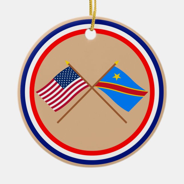 Ornement En Céramique Drapeaux croisés de République Democratic des USA (Devant)