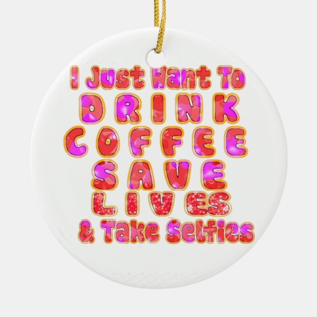 Ornement En Céramique Drôle cadeau pour les amateurs de café (Devant)