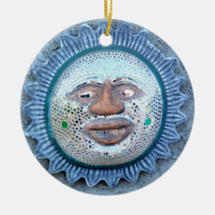 Ornement En Céramique drôle de visage de soleil