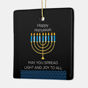 Ornement En Céramique Drôle Hanouka Joyeux Mignon Bleu Chanukah Unique