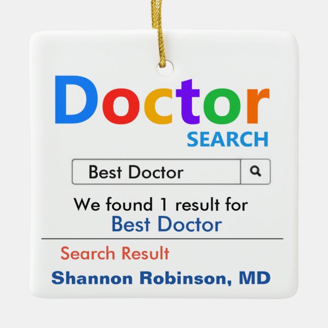 Ornement En Céramique Drôle recherche du meilleur médecin (Devant)
