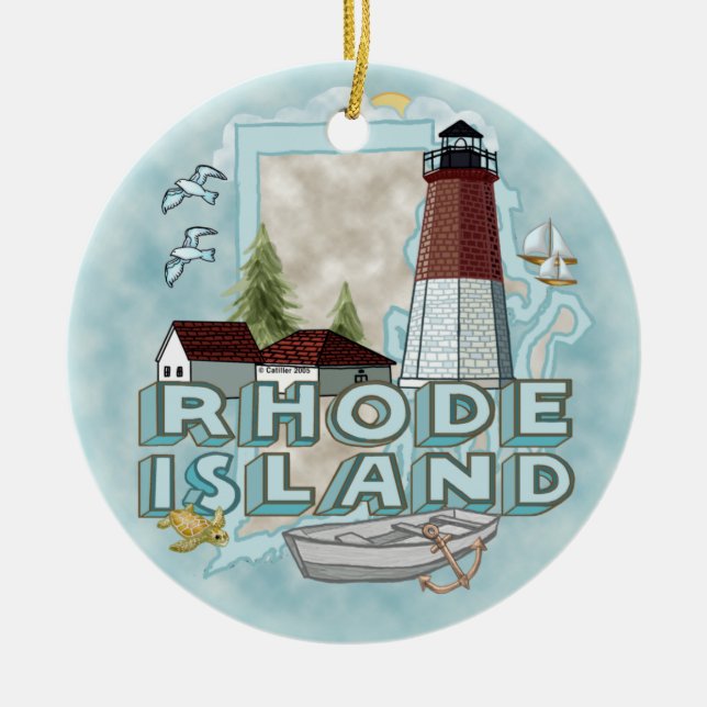 Ornement en céramique du phare de Rhode Island (Devant)