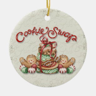 Ornement En Céramique Échange de cookies de Noël - SRF