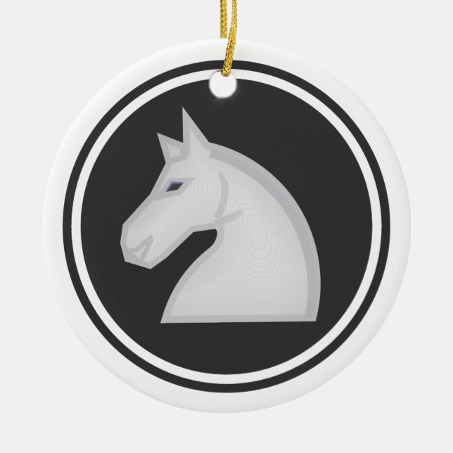 Ornement En Céramique Échecs de chevalier de cheval blanc (Devant)