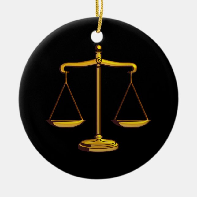 Ornement En Céramique Échelles des cadeaux de loi de la justice | (Devant)