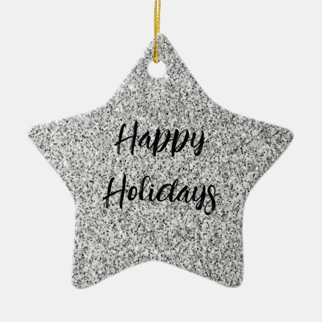 Ornement En Céramique Éclaircissements de parties scintillant gris argen (Devant)