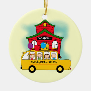 Ornement En Céramique École et T-shirts et cadeaux d'autobus scolaire