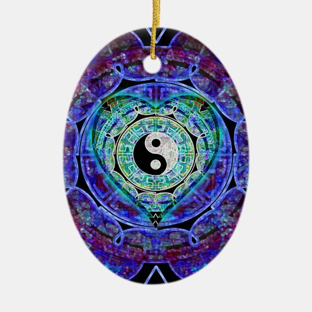 Ornement En Céramique Écoulement d'énergie de Yin Yang (Devant)