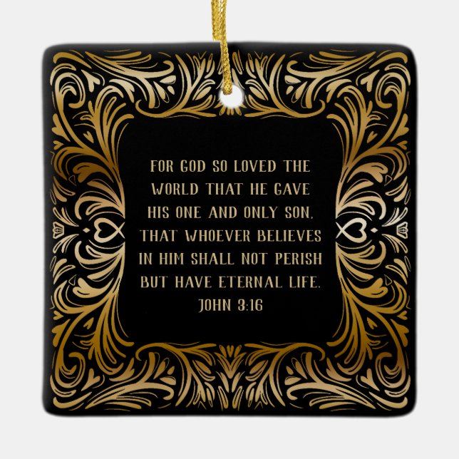 Ornement En Céramique Écriture Inspirationnelle Jean 3:16 Cadeau de Noël (Devant)
