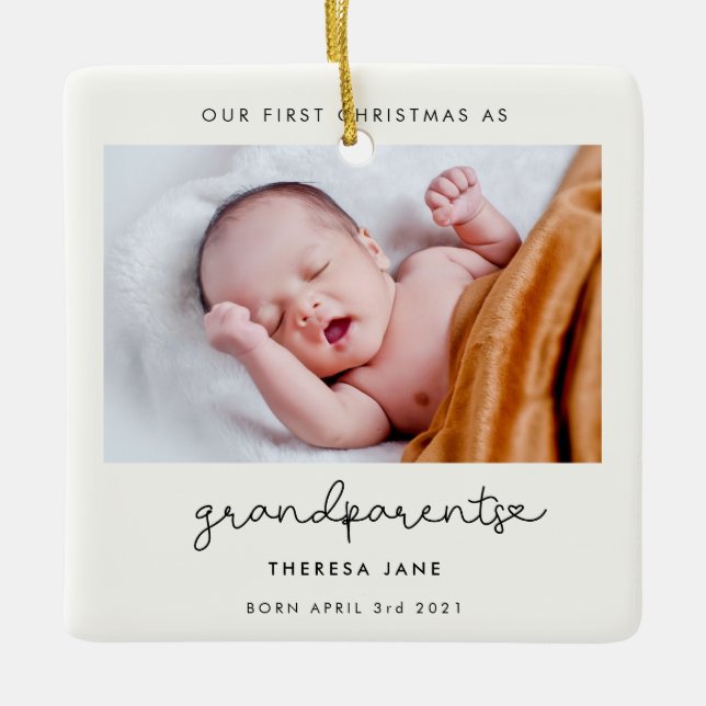 Ornement En Céramique Écriture mignonne Notre premier Noël en tant que g (Devant)