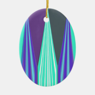 Ornement En Céramique Edgy Blue Purple Cyan Chevron Art Imprimer