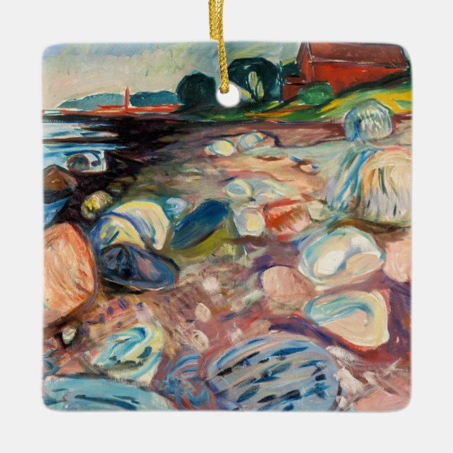 Ornement En Céramique Edvard Munch - Rive avec Maison Rouge (Devant)