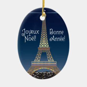 Ornement En Céramique Eiffel Tower Christmas Ornament
