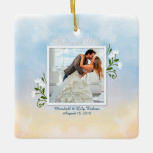 Ornement En Céramique Élégant Ajouter votre propre Mariage photo   Ornem
