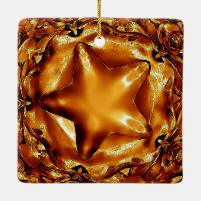 Ornement En Céramique Élégant Chic Cuivre Or Star de Noël (Dos)