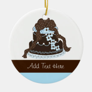 Ornement En Céramique Élégant chocolat et gâteau Blue Designer