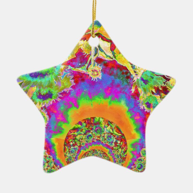 Ornement En Céramique Élégant chou bohème rétro tournesol (Devant)