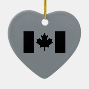 Ornement En Céramique Élégant drapeau canadien en noir
