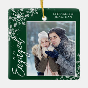 Ornement En Céramique Élégant engagé Snowflakes de Noël Vert