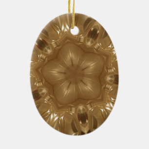 Ornement En Céramique Elégant Gold Brown Kaleidoscope Star Design