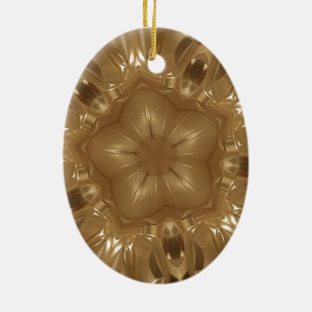 Ornement En Céramique Elégant Gold Brown Kaleidoscope Star Design (Dos)