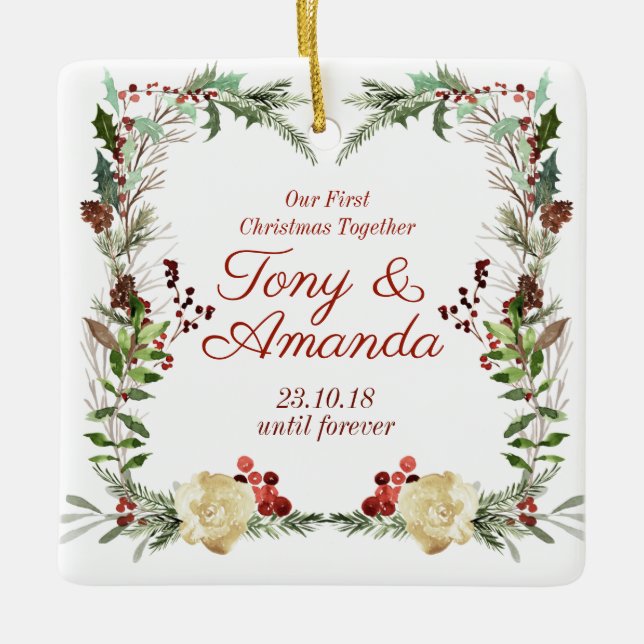 Ornement En Céramique Élégant notre premier Noël ornementent ensemble (Devant)