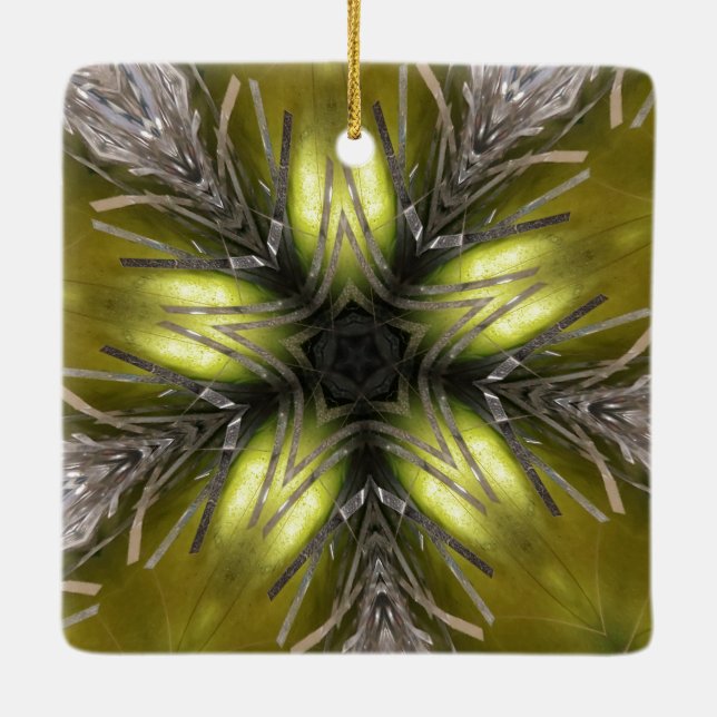 Ornement En Céramique Élégant or Silver Kaleidoscope Star de Noël (Dos)