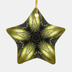 Ornement En Céramique Élégant or Silver Kaleidoscope Star de Noël