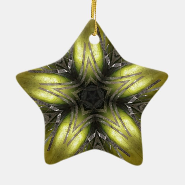 Ornement En Céramique Élégant or Silver Kaleidoscope Star de Noël (Dos)