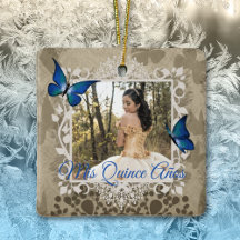 Élégant papillon bleu Quinceanera Photo de Noël